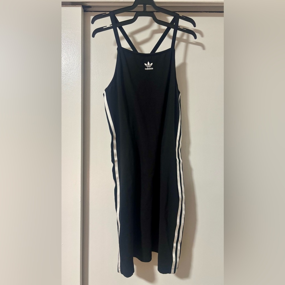 Adidas Black Midi Dress with White Accents